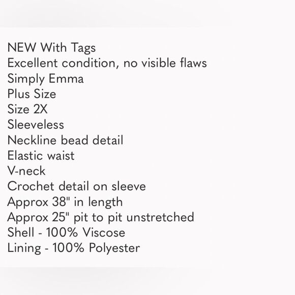 Simply Ema NWT white dress Sz 2x - Picture 7 of 7